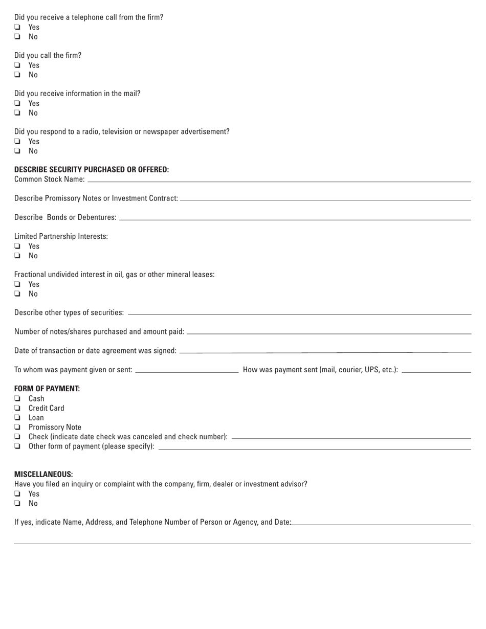 Form SEC318 Investor Statement - Illinois, Page 2