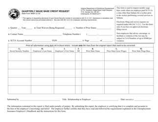 State Form 56667 &quot;Quarterly Wage Base Credit Request&quot; - Indiana