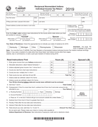 Form IT-40RNR (State Form 44406) Reciprocal Nonresident Indiana Individual Income Tax Return - Indiana