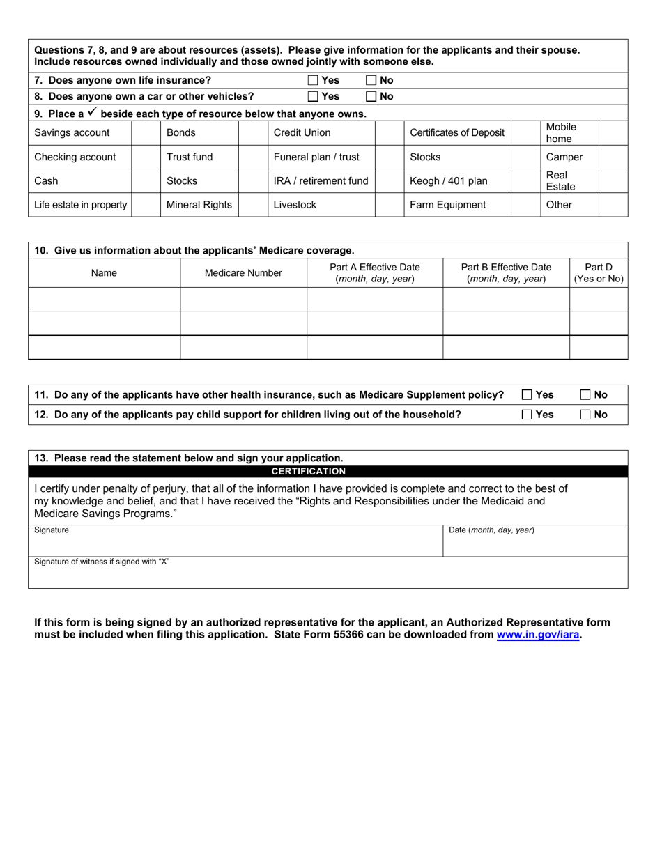 State Form 49228 Application for Medicare Savings Program (Qmb, Slmb, Qi) - Indiana, Page 4