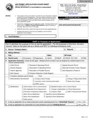 Document preview: State Form 50639 Air Permit Application Cover Sheet - Indiana