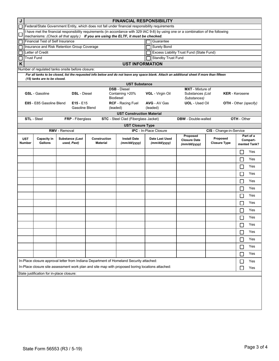 State Form 56553 Thirty (30) Day Notification of Intent to Close - Indiana, Page 3