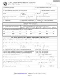 Form CG-FES (State Form 45385) Application for Festival License - Indiana