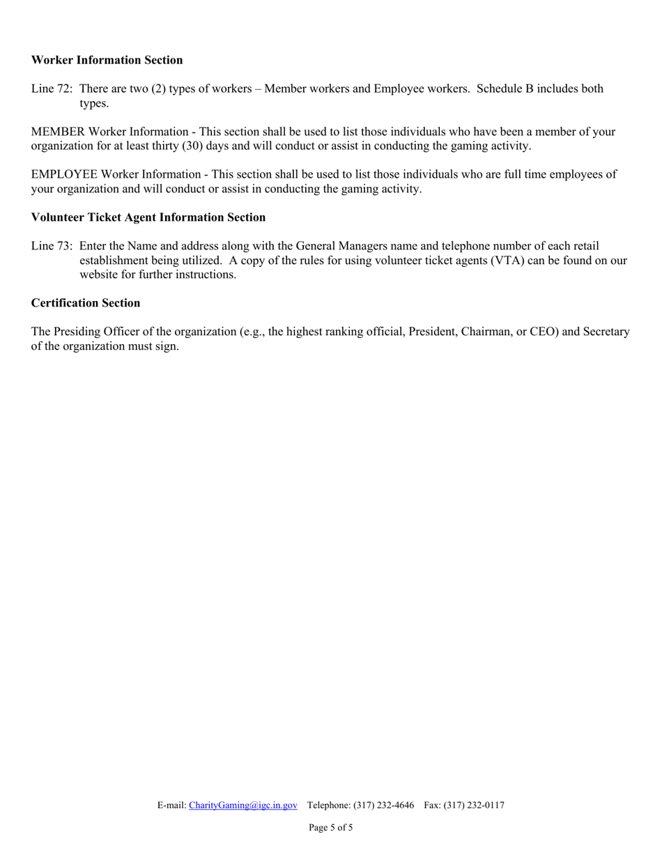 Form CG-FES (State Form 45385) Application for Festival License - Indiana, Page 5