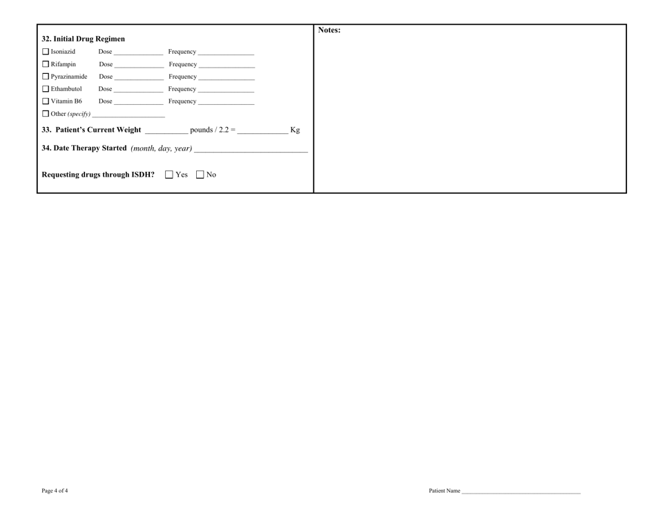 State Form 14058 Report of Tuberculosis - Indiana, Page 4