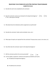 Questions to Be Completed With Pre-contract Questionnaire (Substitute Ss-8) - Iowa