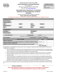 Document preview: DNR Form 542-0846 Snowmobile Dealer, Manufacturer, or Distributor Application for Dealer Registration and Special Certificates - Iowa