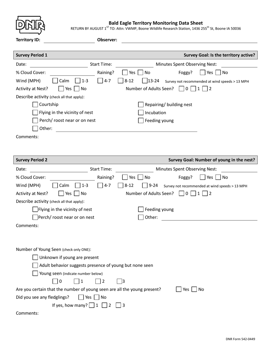 DNR Form 542-0449 Download Fillable PDF or Fill Online Bald Eagle