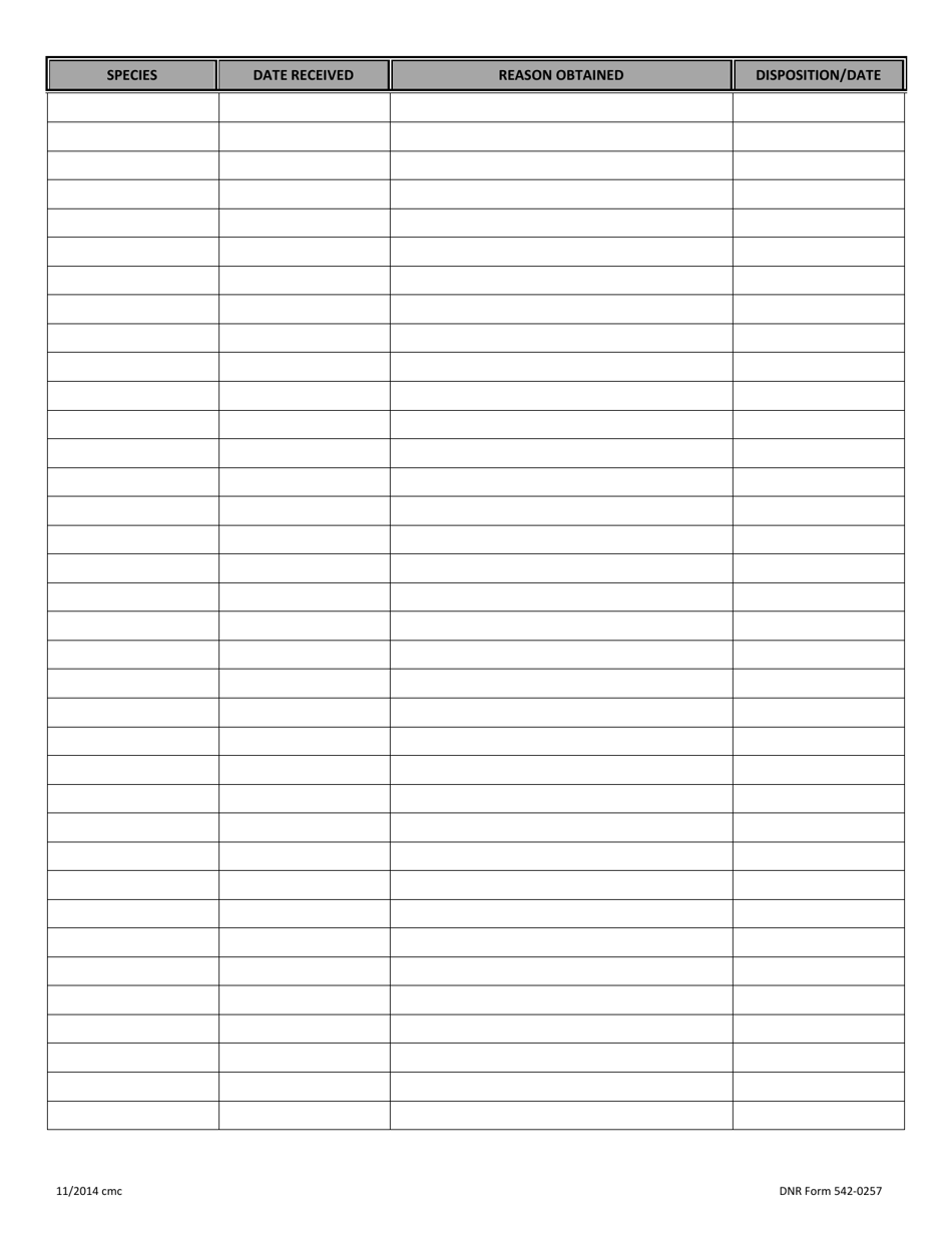 DNR Form 542-0257 Iowa Wildlife Rehabilitation Report - Iowa, Page 2