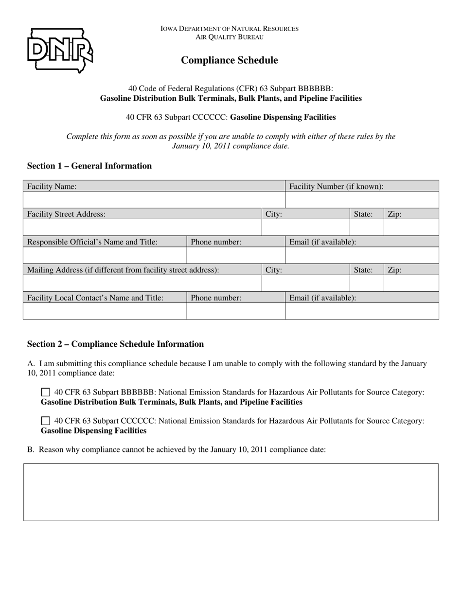 Compliance Schedule - Iowa, Page 1