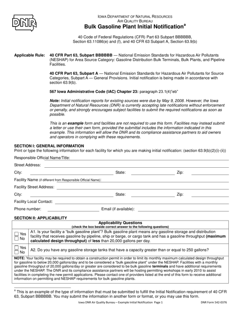 DNR Form 542-0376  Printable Pdf