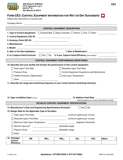 Form CE3 (DNR Form 542-0941) Printable Pdf