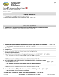 Form CP (DNR Form 542-0930) Application Cover Page - Iowa
