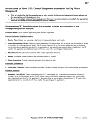 Form CE7 (DNR Form 542-0923) Control Equipment Information for Dry Filter Equipment - Iowa, Page 2