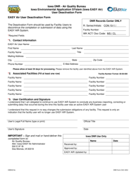 Document preview: DNR Form 542-1052 Iowa Environmental Application System (Iowa Easy Air) User Deactivation Form - Iowa