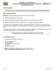 DNR Form 542-1052 Iowa Environmental Application System (Iowa Easy Air) User Deactivation Form - Iowa, Page 2