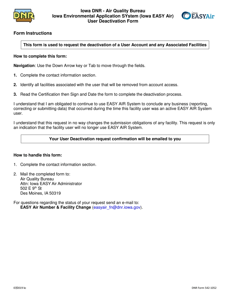 DNR Form 5421052 Download Fillable PDF or Fill Online Iowa