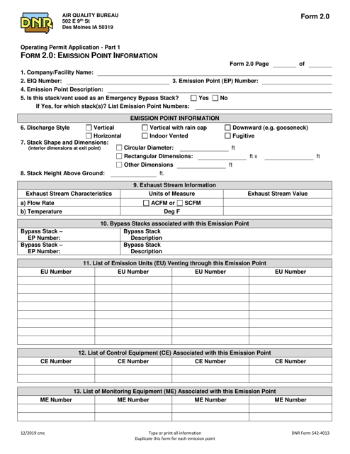 Form 2.0 (DNR Form 542-4013) Part 1  Printable Pdf