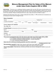 DNR Form 542-8069 Manure Management Plan for Sales of Dry Manure Under Iowa Code Chapters 200 or 200a - Iowa