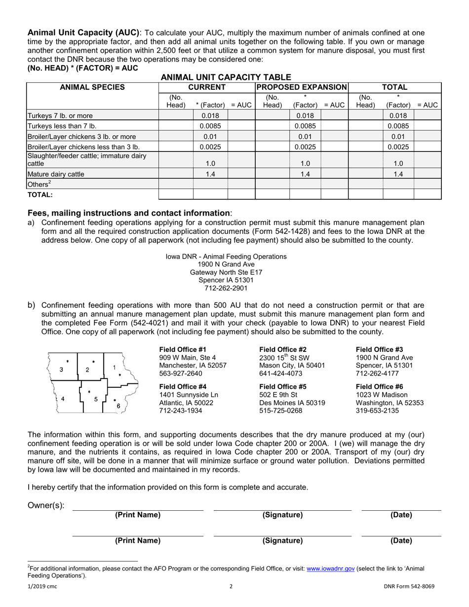 DNR Form 542-8069 Manure Management Plan for Sales of Dry Manure Under Iowa Code Chapters 200 or 200a - Iowa, Page 2