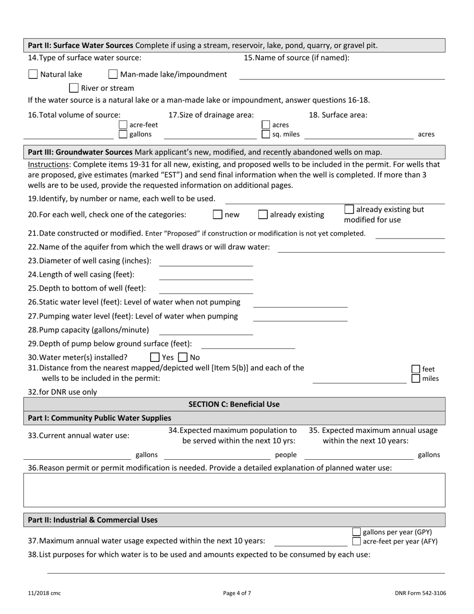 DNR Form 542-3106 Water Use Permit Application - Iowa, Page 4