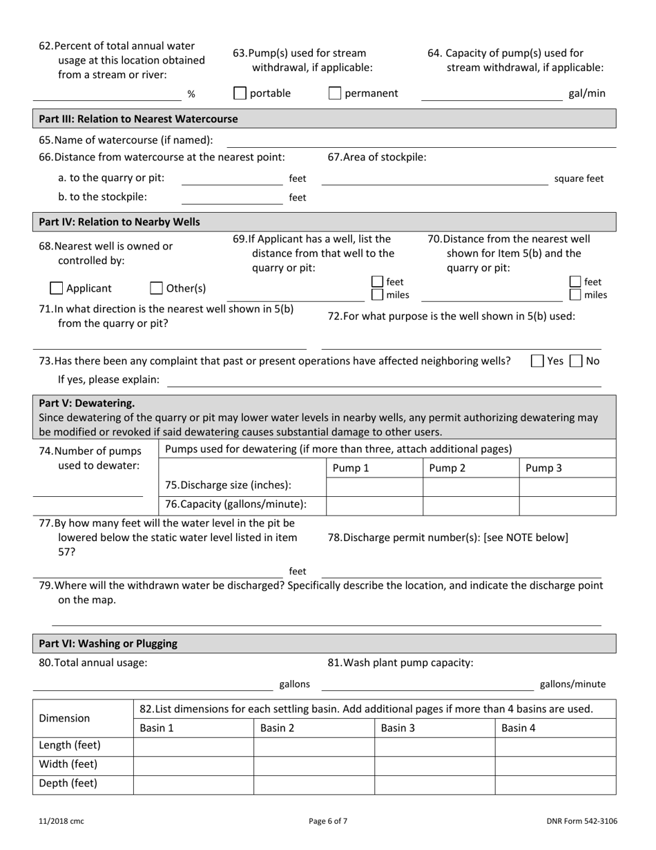 DNR Form 542-3106 Water Use Permit Application - Iowa, Page 6