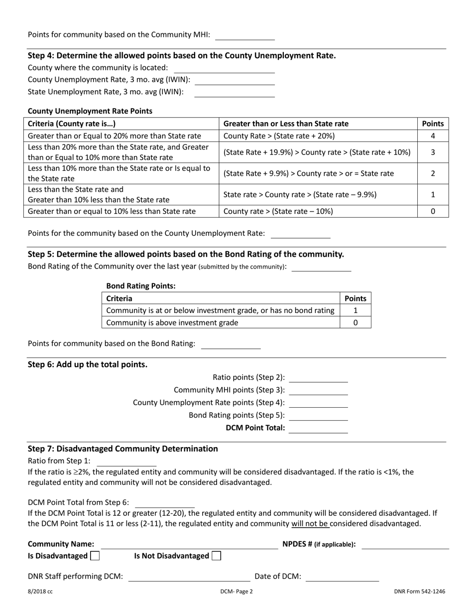 DNR Form 542-1246 Disadvantaged Community Matrix - Iowa, Page 2
