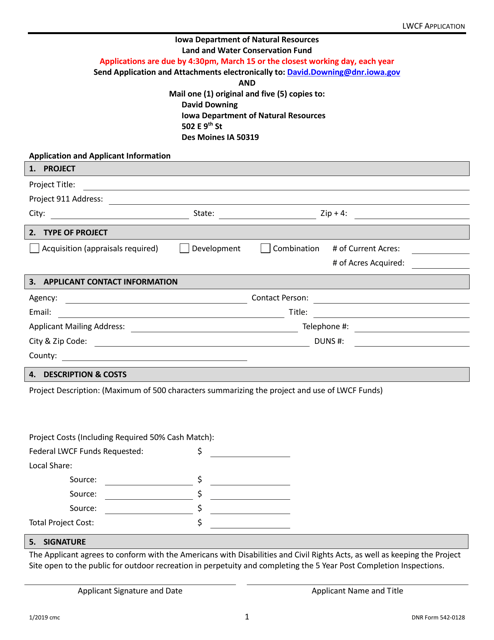 DNR Form 542-0128  Printable Pdf