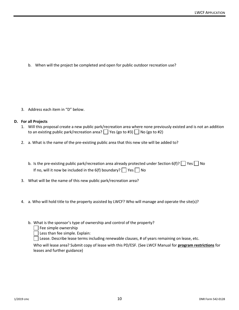 DNR Form 542-0128 Land and Water Conservation Fund Grant Application - Iowa, Page 10
