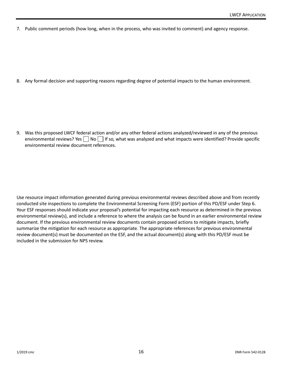DNR Form 542-0128 Land and Water Conservation Fund Grant Application - Iowa, Page 16