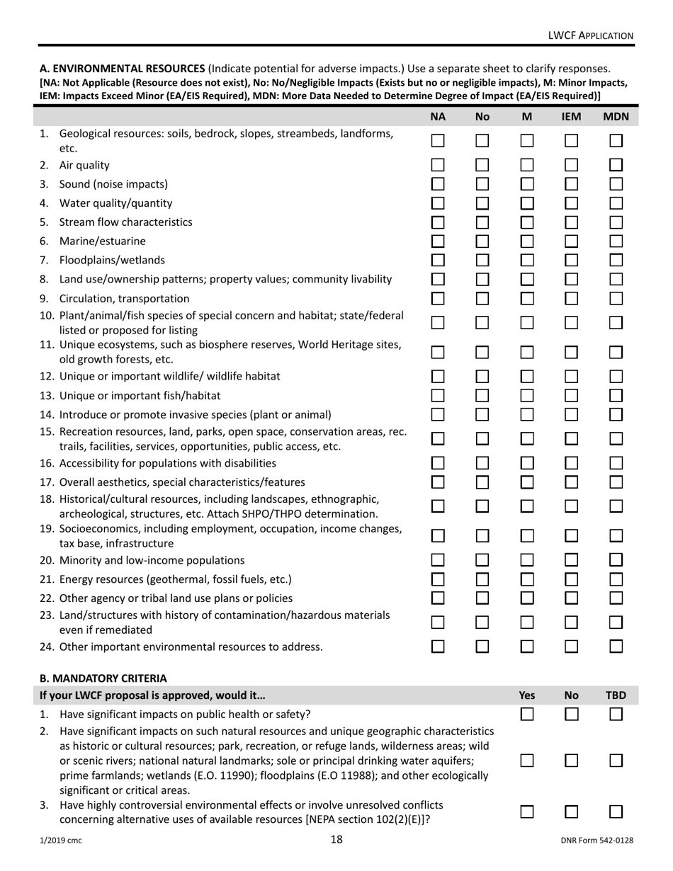 DNR Form 542-0128 Land and Water Conservation Fund Grant Application - Iowa, Page 18