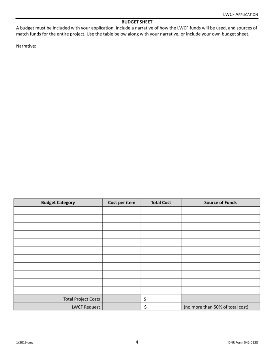 DNR Form 542-0128 Land and Water Conservation Fund Grant Application - Iowa, Page 4