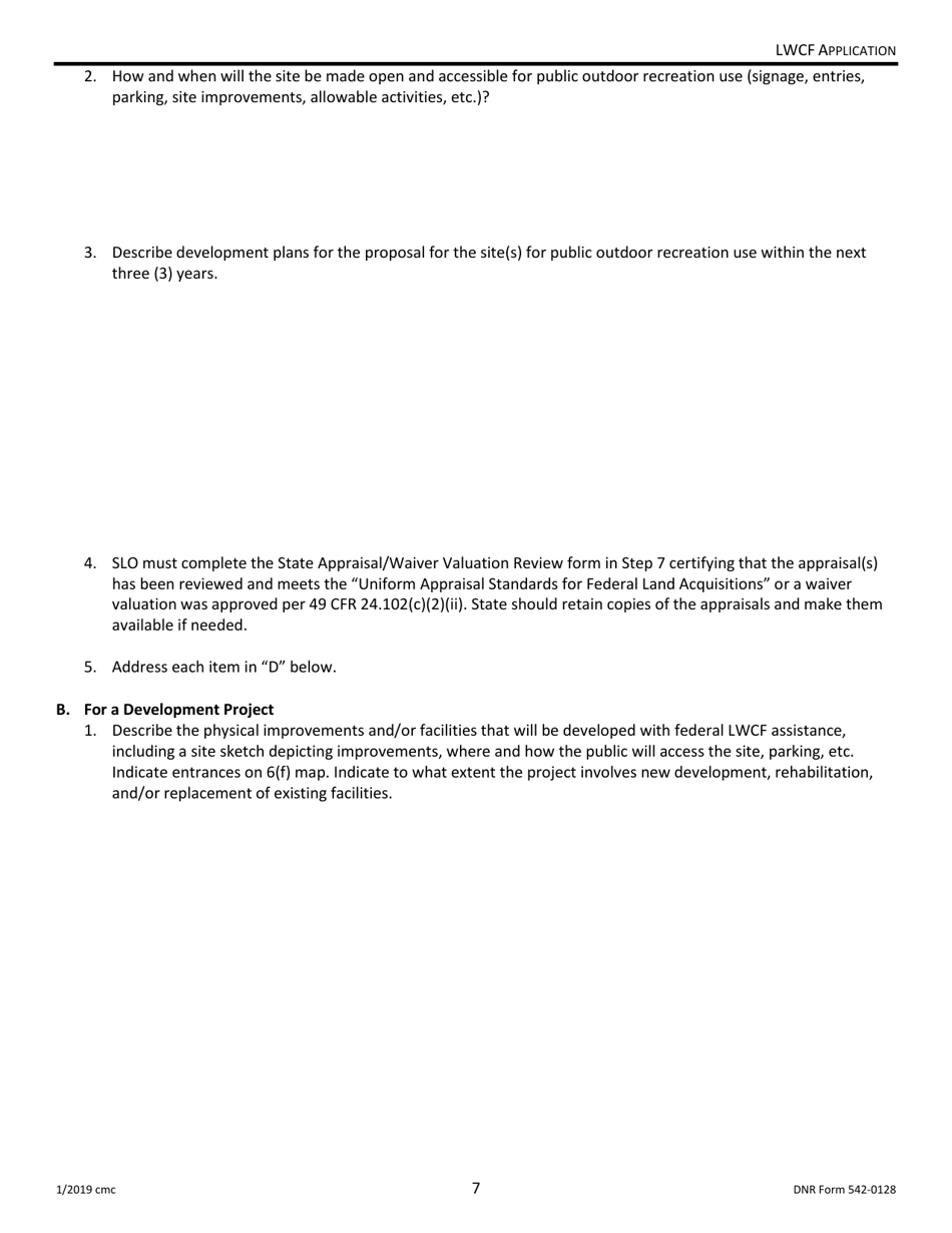 DNR Form 542-0128 Land and Water Conservation Fund Grant Application - Iowa, Page 7