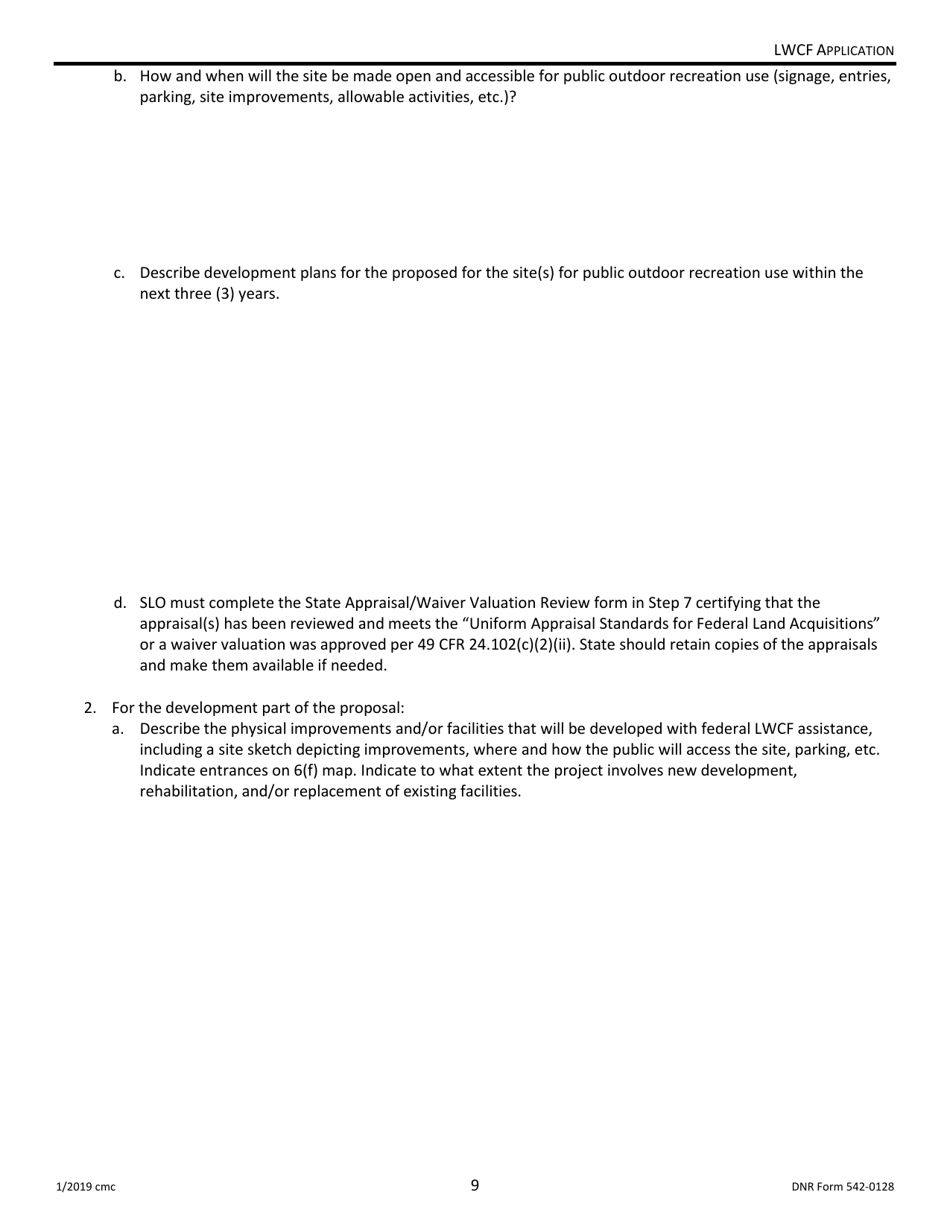 DNR Form 542-0128 Land and Water Conservation Fund Grant Application - Iowa, Page 9
