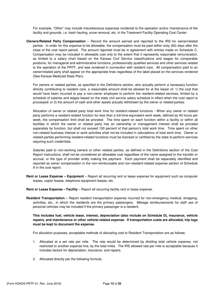 Download Instructions for Form KDADSPRTF01 Psychiatric Residential