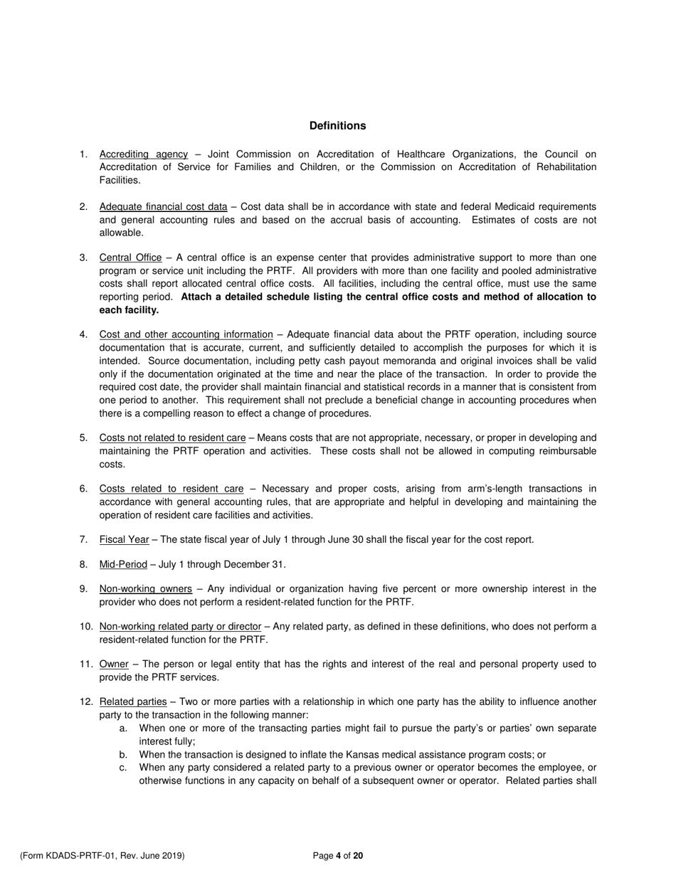 Download Instructions for Form KDADSPRTF01 Psychiatric Residential