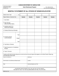 Form GWP-334 &quot;Monthly Statement of All Stocks of Grain in Elevator&quot; - Kansas