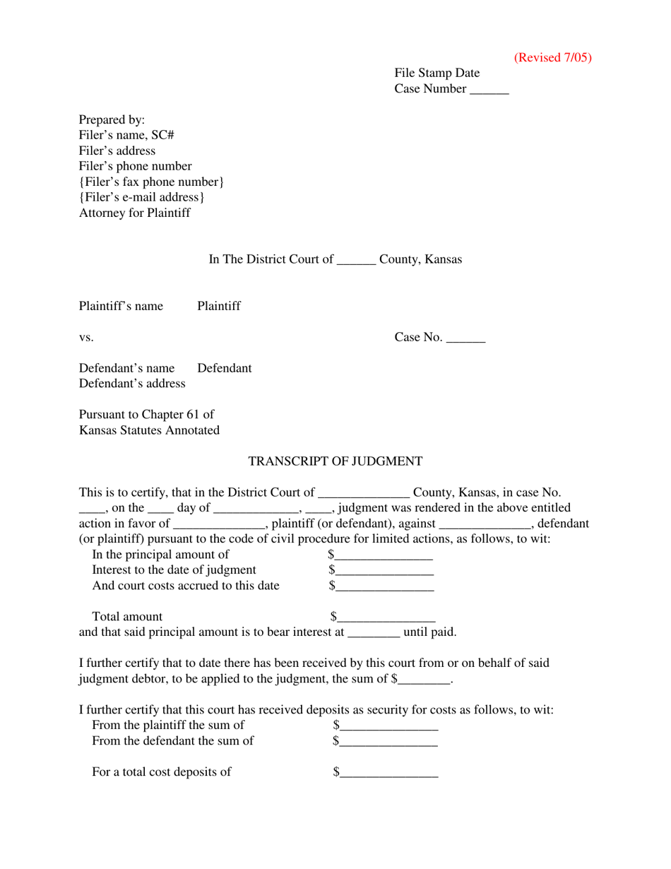 Transcript of Judgment - Kansas, Page 1