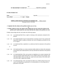 Form 142 Stipulation or No Contest Statement of Party - Kansas