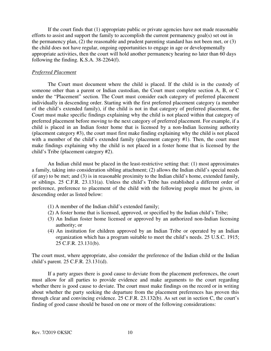 Form 219.2 Indian Child Welfare Act Permanency Hearing Order After Citizen Review Board Hearing - Kansas, Page 10