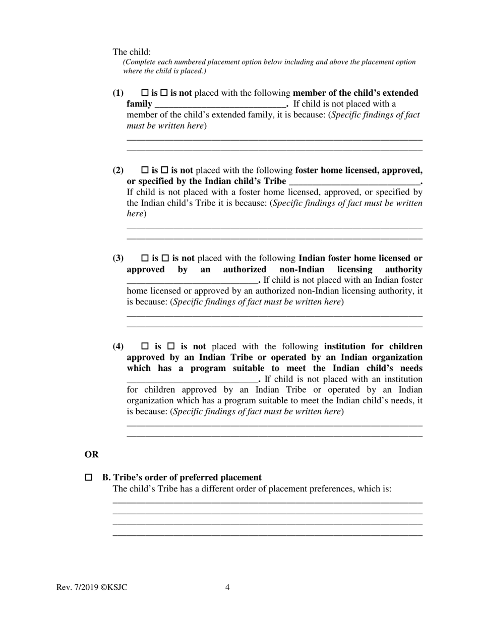 Form 219.2 Indian Child Welfare Act Permanency Hearing Order After Citizen Review Board Hearing - Kansas, Page 4