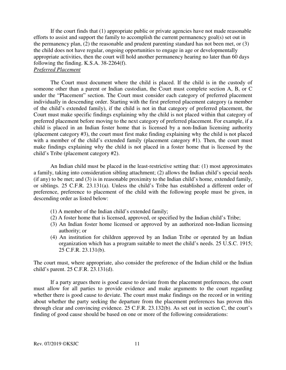 Form 219.4 Ndian Child Welfare Act Permanency Hearing Order Based on the Citzen Review Board Hearing for Another Planned Permanent Living Arrangement - Kansas, Page 11