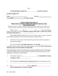 Document preview: Form 221.1 Indian Child Welfare Act Permanency Hearing Order for Child in Need of Care Post-termination - Kansas