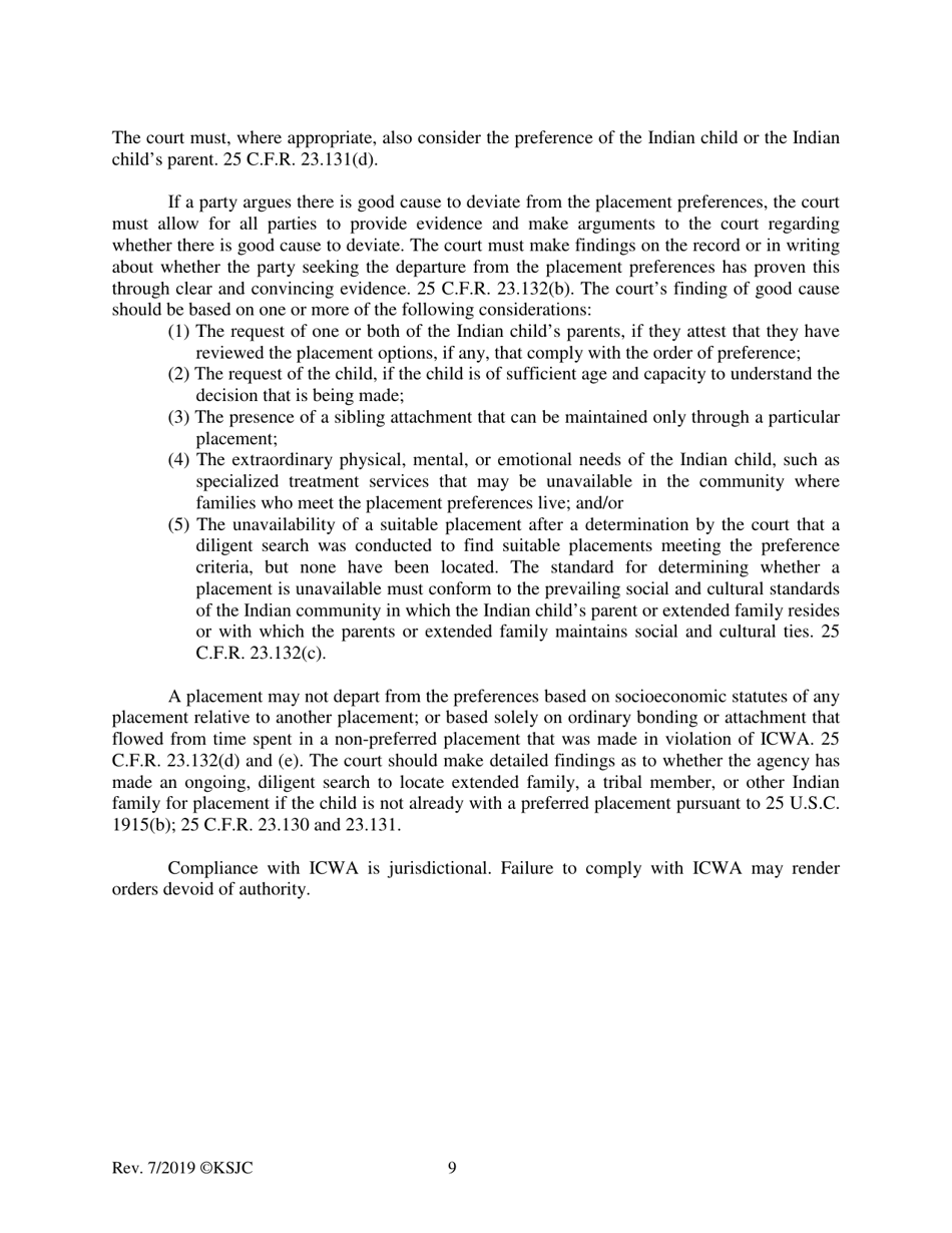 Form 221.1 Indian Child Welfare Act Permanency Hearing Order for Child in Need of Care Post-termination - Kansas, Page 9