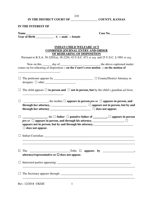 Form 218  Printable Pdf