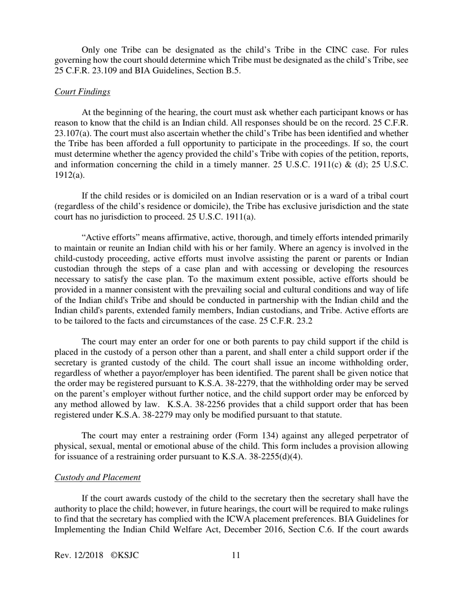 Form 216.1 Indian Child Welfare Act Journal Entry and Orders of Adjudication and Disposition - Kansas, Page 11