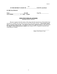 Document preview: Form 319 Infectious Disease Advisory - Kansas