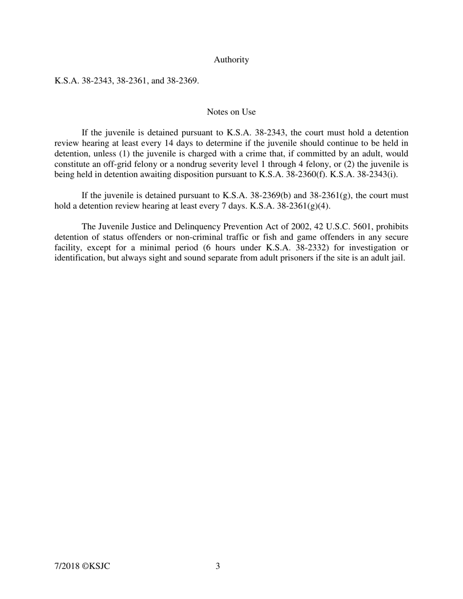 Form 336 Journal Entry of Detention Review Hearing - Kansas, Page 3