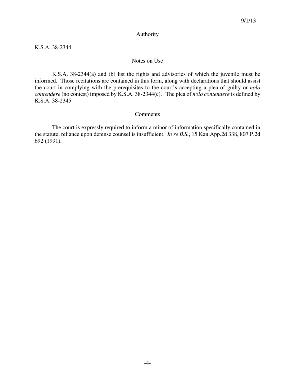 Form 340 Plea Form and Advisory - Kansas, Page 4