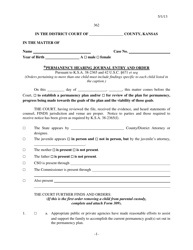 Document preview: Form 362 Permanency Hearing Journal Entry and Order - Kansas